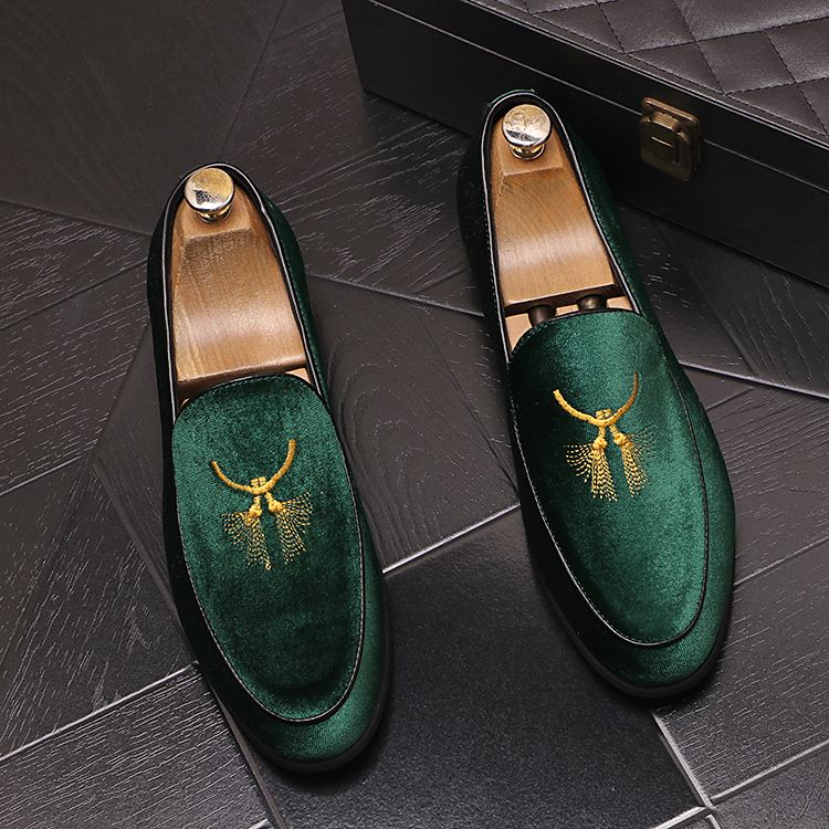 Suede Embroidered Easy Slip-Ons