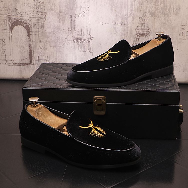 Suede Embroidered Easy Slip-Ons